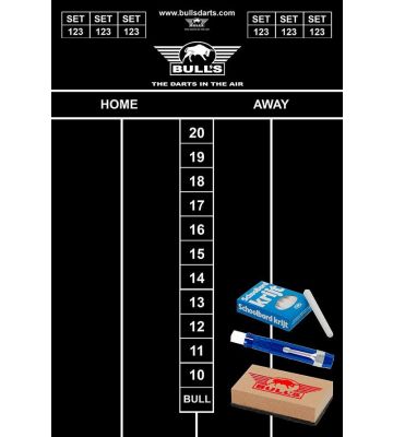 Bulls krijt scorebord set zwart 45x30