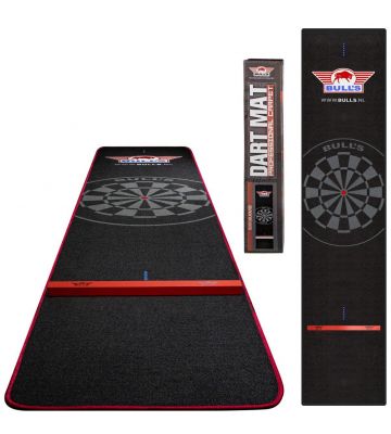Rubber dart mat 300x60 cm Bulls met oche  Zwart/Rood
