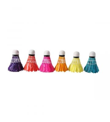 Gekleurde badminton shuttles met veren 6st.
