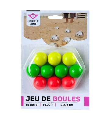 Houten Jeu de boules buts fluor kleur 10st.