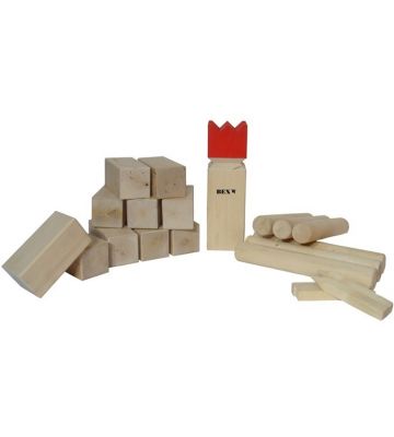 Kubb Viking Original Rode Koning rubberhout 