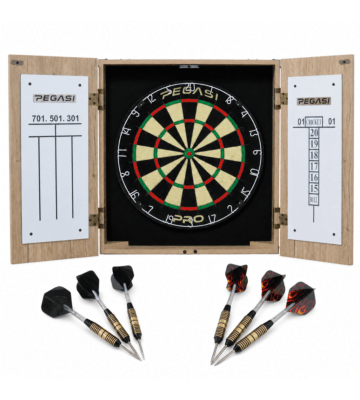 Pegasi dartbord cabinet set Oak