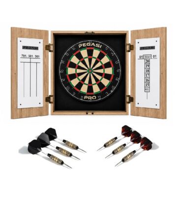 Pegasi dartbord cabinet set Oak