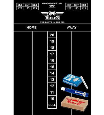 Bulls krijt scorebord set zwart 45x30