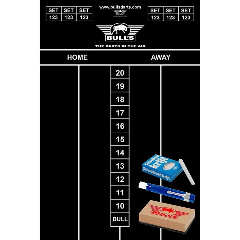 Bulls krijt scorebord set zwart 45x30