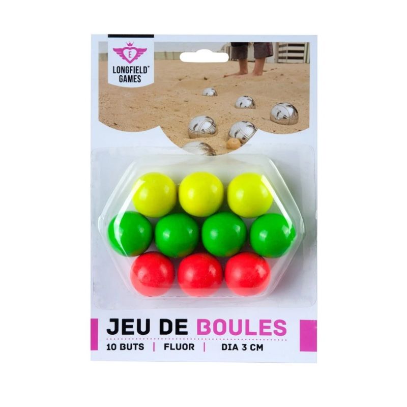 Houten Jeu de boules buts fluor kleur 10st.