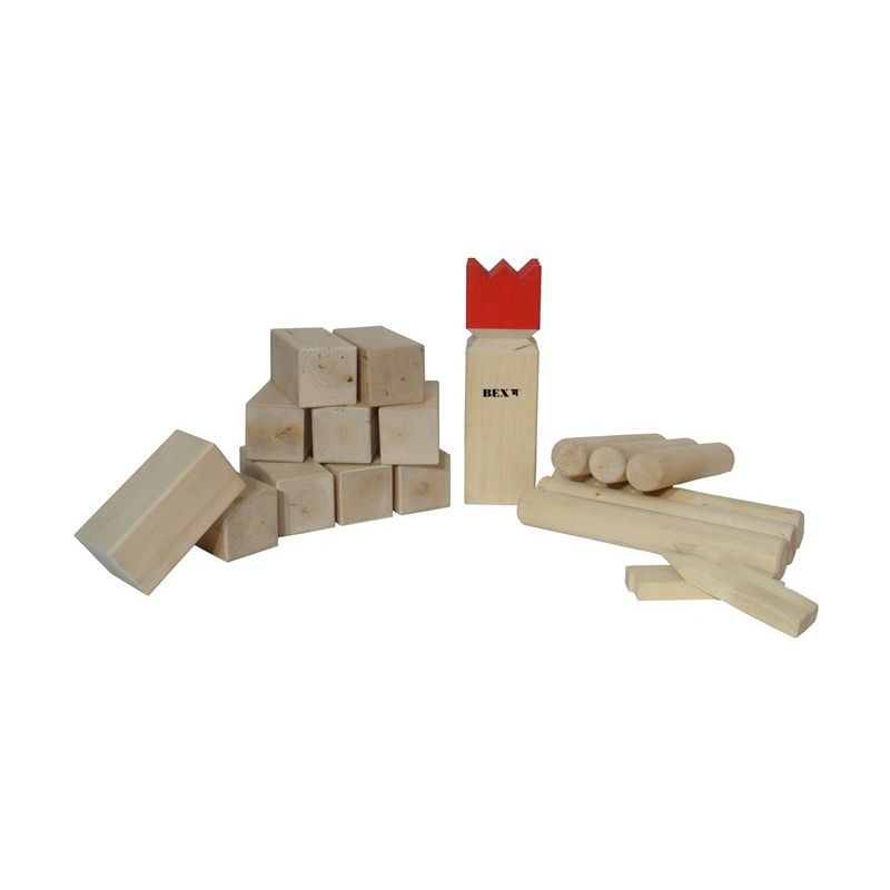 Kubb Viking Original Rode Koning rubberhout 