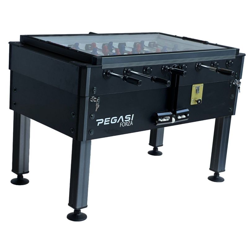 Voetbaltafel Pegasi | Forza Premium Black | Glasplaat | Muntinworp